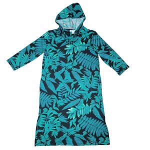 Tommy Bahama Women's Hooded Dress S Tropical Leaf Print beach vacation coverup